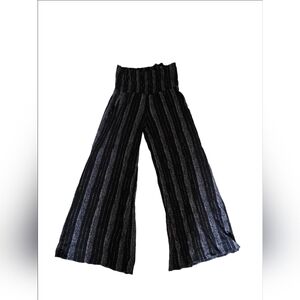 Final Touch Black & White Striped Wide Leg  Pants With Ruched Wide Waist Size M